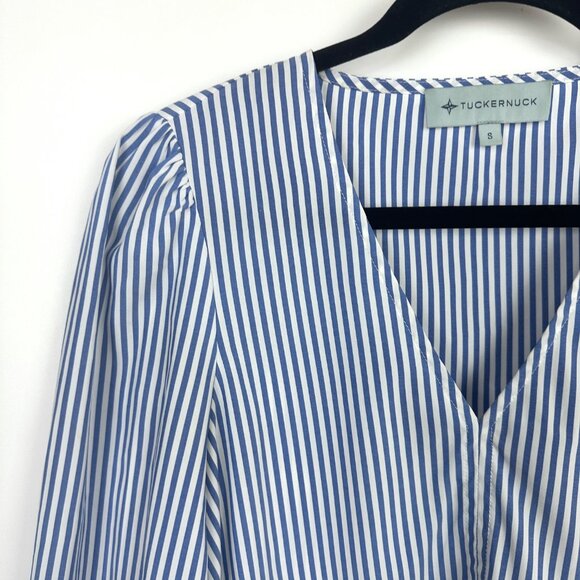 Tuckernuck Easton A-Line Swing Top Blue White Stripe Small - Picture 4 of 9